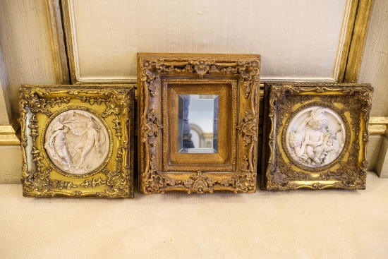 Assorted Lot to include - (2) framed neoclassical plaques,  Approx. 11-1/2