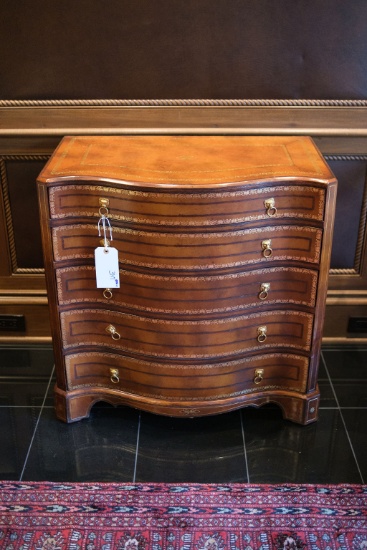 Maitland Smith Chest in tooled leather, Approx.   30-1/2"H x 30"W x 17"D