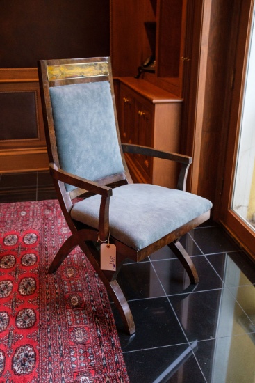 Desk Chair, Dark burl wood w/curved legs