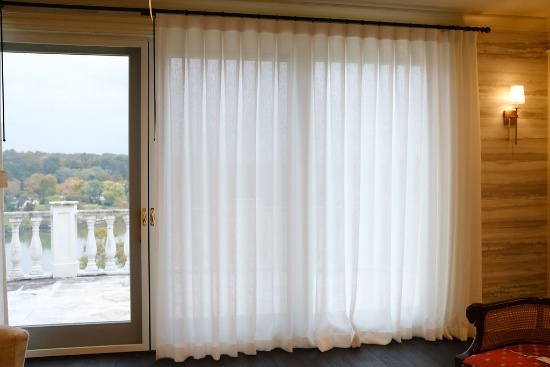 Draperies 2 Panel Box Pleated Shears, Approx.   102"W x 99"T  + 3 small pan