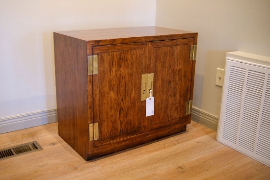 Pair (2) 2 door bedside cabinets w/antique brass hardware , Approx.  28"H x