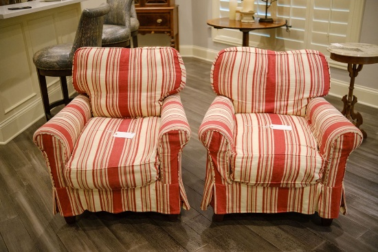 Qty. (2) slip covered arm chairs, Approx.   34"H  x 32"Wx 23"D