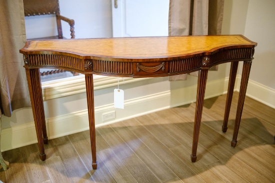 Maitland Smith, Console Table, Hepplewhite revival, serpentine front w/squa