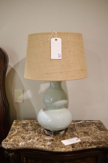 Pair (2) of celadon double gourd lamps, Approx.   28"H x 10"D