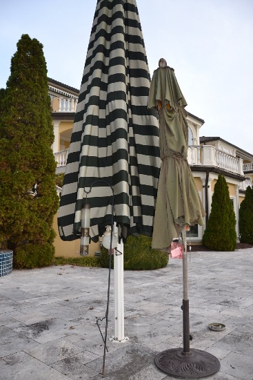 Assorted Lot to include -  Qty. (2) Large outdoor umbrellas and stand, Appr
