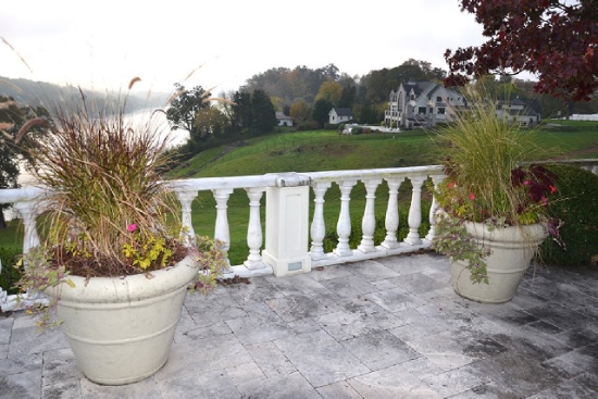 Pair (2) of round concrete planters, Approx.   40"H x 36"D