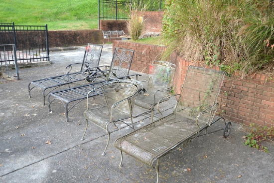 Assorted Lot of Patio Furniture - Qty. (3) adjustable chaises & Qty. (2) ch