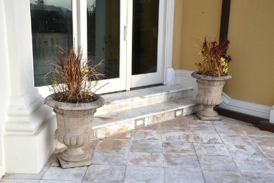Qty. (2) concrete urns footed, Approx.   30"H x 24"D