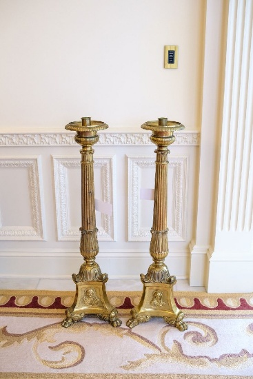 Church Candle Sticks, Brass, Approx.  40"T