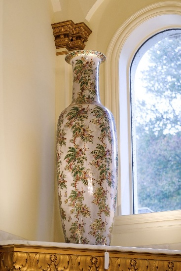 Pair (2) Floor Vases, Famille Verte, (reproduction) 70" Tall, on opposite l