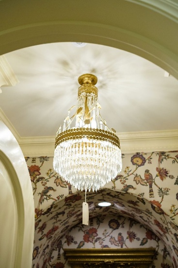 Chandelier, Empire style w/5 rows of descending prisms, Approx. 28"H x 15"W
