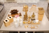 Assorted Lot to include: Qty. (2) gold tissue covers, Qty. (2) gold waste b