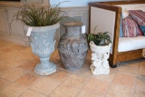 Assorted Lot to include - (1) Cast concrete planter, Approx. 32