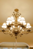 Chandelier, French Bronze 12 lights w/shades,  Approx. 34