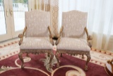 Pair (2) of Arm Chairs, Italian Baroque Style, w/distressed gilt finished a