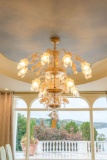 Chandelier, Two Tier Venetian  w/Iris Motif