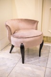 Vanity Stool, Small, Round, Velvet, Approx.  22 x 16 x 24