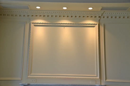 Finished trim work, wainscoting paneling, chair rail, recessed lighting, ca