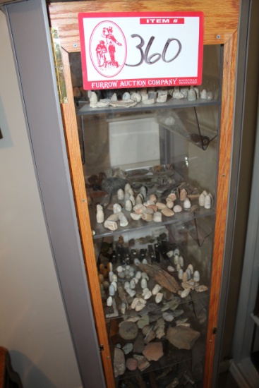 Display Cabinet & Contents, Arrowheads, Bullets, etc.