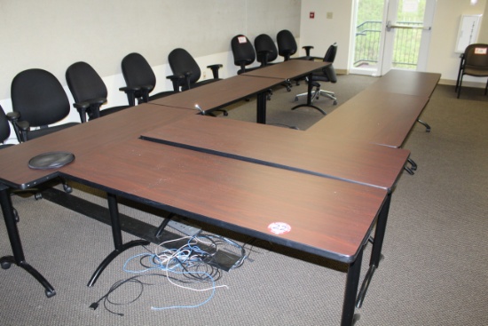 Set of Seven 5 foot Metal & Wood Training Tables