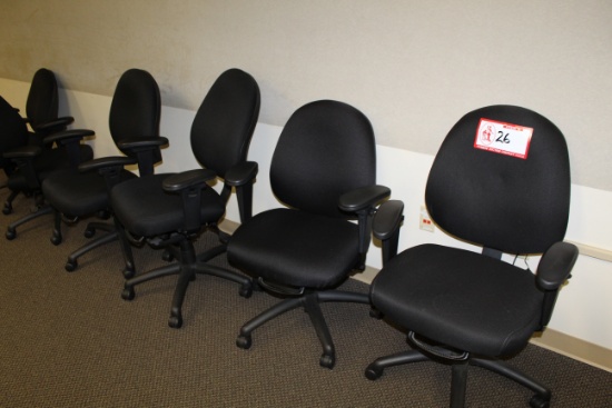 Set of 6 Chromcraft Adjustable Office Chairs on Casters