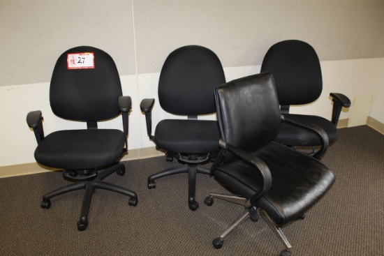 Set of 3 Chromcraft Adjustable Office Chairs & 1 Adjustable Leatherette Offi