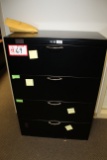 Three 4 Drawer Metal Filing Cabinets, 1 Metal Bookshelf