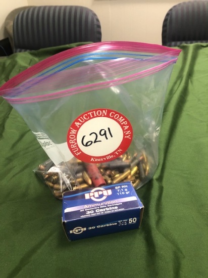 Box of 30 Carbine Rounds, Bag of Various Caliber Rounds