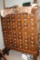 Antique Wooden Card File And Remaining Contents, Locks, Optic Cleaning Supp