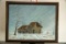Framed Painting On Canvas, Winter Barn Scene, Unsigned, 26.5