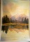 Unframed Ron Williams Original Painting, Mountain Lake With Reflection, 50