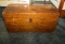 Hand Made Wooden Trunk & Contents (quilt, Linens, Miscellaneous Items)