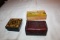 Three Small Decorative Boxes, 2 Hand Painted, One With Leather Cover