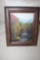 Framed Original Painting By Ron Williams On Canvas, Forest Stream With Moun