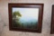 Framed Original Painting By Ron Williams On Canvas, Mountain Scene With Tre