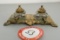 Brass Inkwell Desk Set With Two Inkwells (no Pen)
