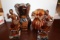 Two Wooden Vases Plus Two Italian Figurines On Marble Bases