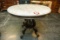 Decorative Ornate Wooden Based Gaming Table With Marble & Casters, Oval Sha