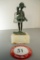 Brass Figurine Girl With Birdcage On Marble Base
