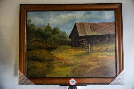 Framed R. Green Original Painting On Canvas, 46.25" X 36.5"