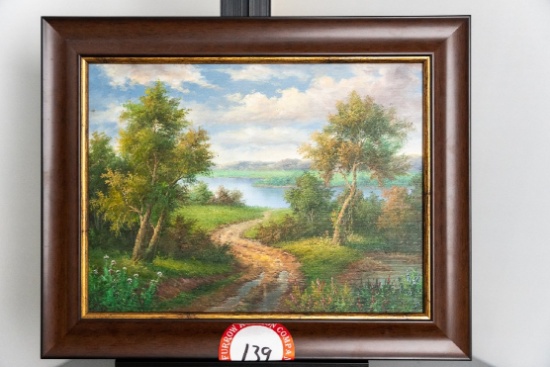 Framed Original Oil Painting, Unknown Artist, Landscape Scene, 20" X 16"