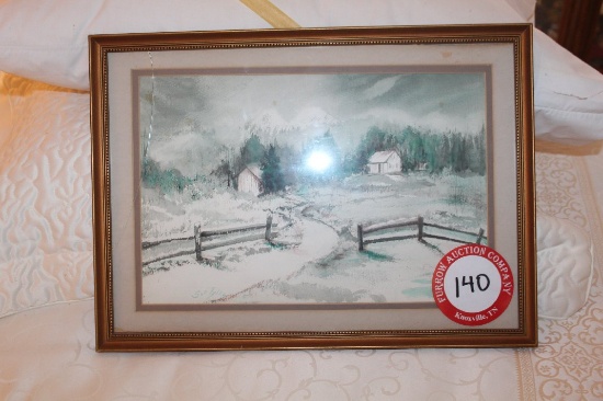 Framed (broken Glass) Sue Tyler Landscape Original Watercolor, 19" X 14"