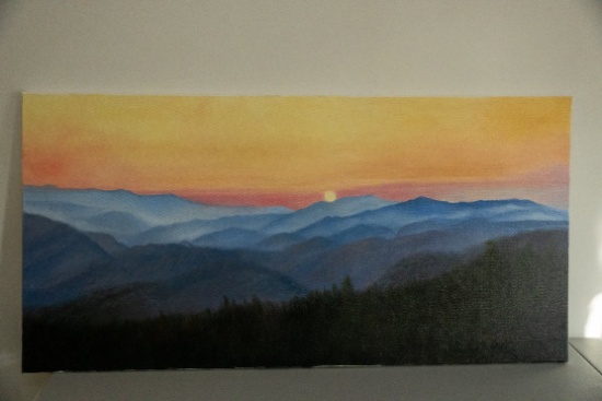 Unframed Stretched Canvas Original Painting By Ron Williams, "golden Sunset