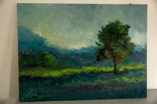 Unframed Stretched Canvas Original Painting By Richard Green, Landscape Sc