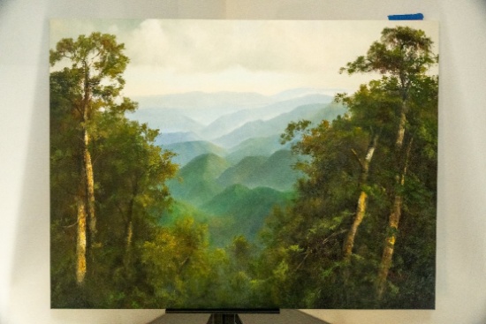 Unframed Stretched Canvas Original Painting By Ron Williams, "summer Mounta