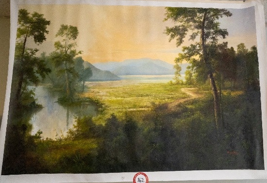 Unframed Ron Williams Original Painting, Cades Cove Landscape, 40.25" X 60"