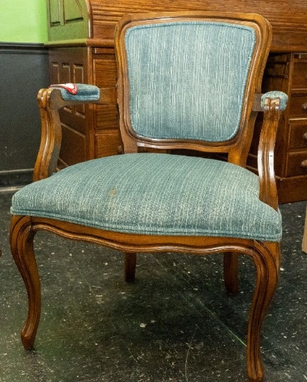 Wooden Framed, Upholstered Bottom & Back Arm Chair