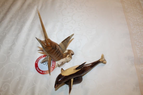 Hand Carved Wooden Dolphin & Sailfish (from Cuba)