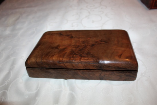 Decorative Wooden Box With Hinged Lid, 8.75" L X 5.5" W X 1.75" H