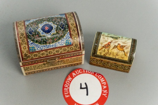 Two Hand Painted Decorative Boxes From Iran